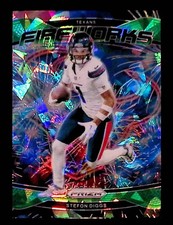 Stefon Diggs 2024 Panini Prizm Fireworks Green Ice Prizm #9 Houston Texans