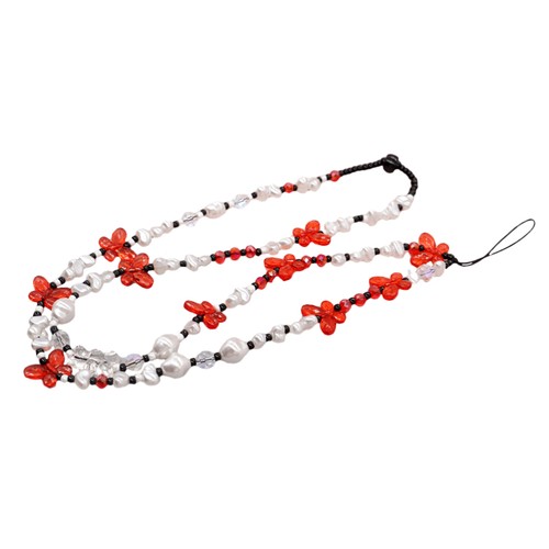 Pearl Butterfly Mobile Chain Phone Beaded Wrist Strap Cell Women - 第 11/12 張圖片