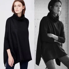 Cuyana 100% Baby Alpaca Turtleneck Sweater OS Petite Black