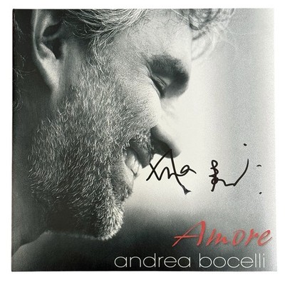 ANDREA BOCELLI SIGNED AMORE VINYL ALBUM COVER  + RECORD JSA COA