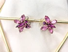 Vintage Pink Butterfly Crystal Earrings Clip On Vintage Costume Jewelry