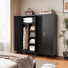 Metal Armoire Wardrobe Closet with Hanging Rod,71'' Metal File Wardrobe Cabinet