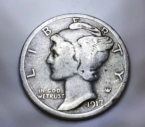 1917 S Mercury Dime Silver 10C Circulated US Coin Uncertified Business Strike
