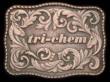 OD02147 NOS VINTAGE 1970s TRI-CHEM FLORAL DESIGN w/HORSES BRASSTONE BUCKLE