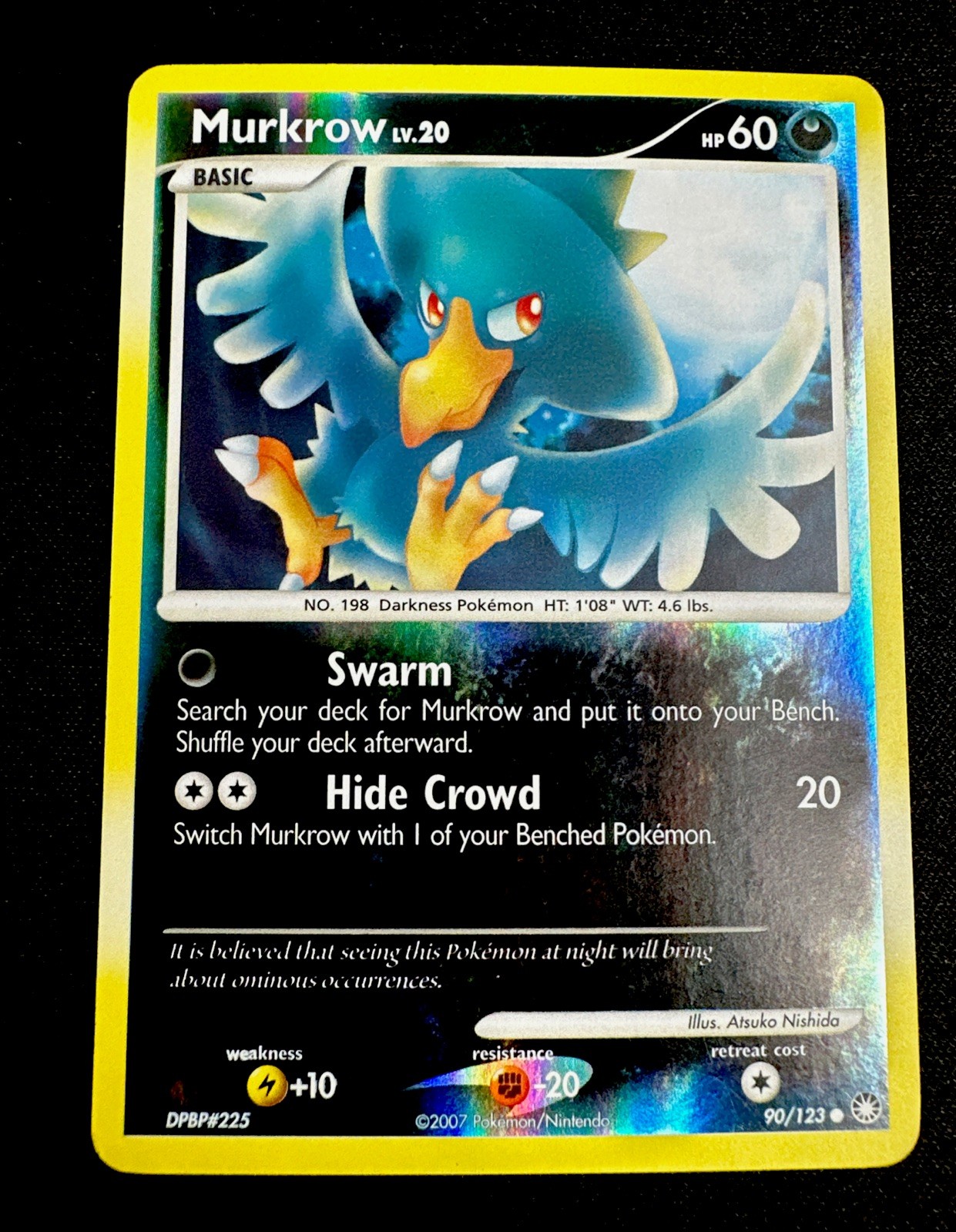 Murkrow 90/123 LP Reverse Holo Mysterious Treasures Pokemon Card Light Play