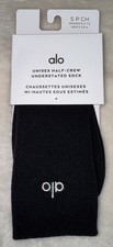 NWT ALO Yoga Unisex Half-Crew Throwback Black White Socks Sz Small/W5-7.5/M3.5-6