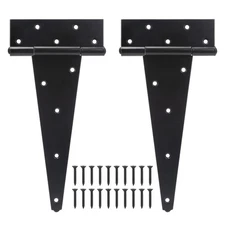 SANKINS 12 Inch T-Strap Shed Door Hinges Heavy Duty, Black Tee Hinge for Wood...