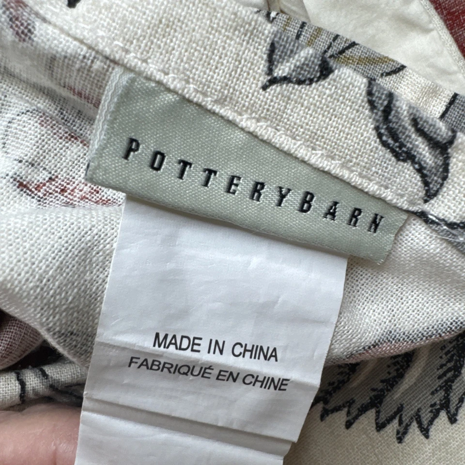 Pottery Barn Allegra Palampore King 被套 亚麻/棉 Persimmon 灰色 花卉 — 第 4/4 张图片