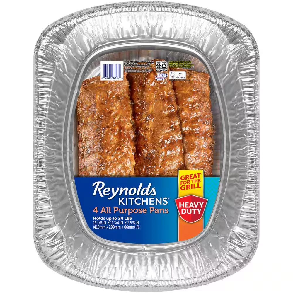 24 Lbs. Aluminum All Purpose Disposable Pan (4-Pack)