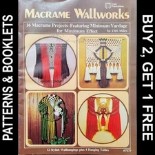 Vintage Craft Publications "Macrame Wallworks" 12 Wallhangings/4 Hanging Tables