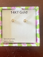 14KT Gold Ball Studs New Gentle Backing Small