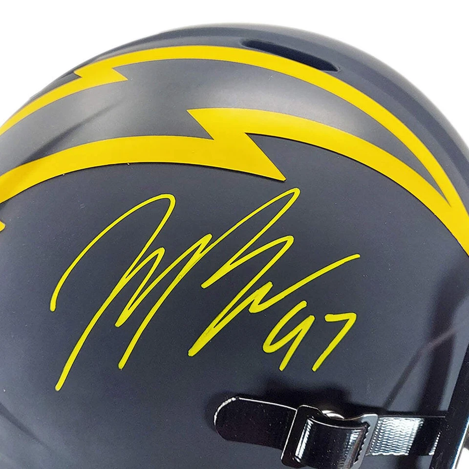 Casco de fútbol americano tamaño completo firmado por Joey Bosa Los Angeles Chargers Eclipse Speed (B Foto 2 de 3