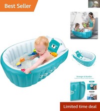 Non-Slip Inflatable Toddler Bathing Tub with Air Pump - Travel-Friendly Blue