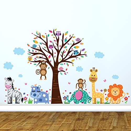 WALPLUS Happy Zoo Wall Stickers for Kids Rooms - Removable Animal Wall Decals - 第 3/5 張圖片