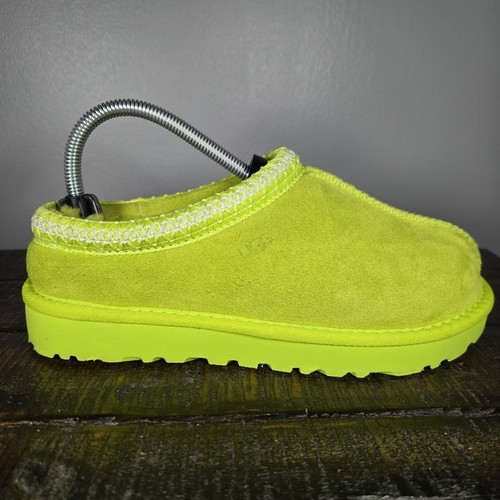 UGG Tasman Womens Size 7 Suede Clog Shoes Slippers Green Fur Lined - Picture 5 of 13