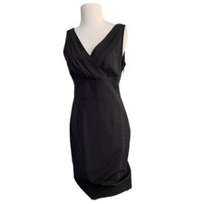 Ann Taylor Little Black Dess V-Neck Size 4 Wool Blend