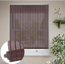 LUCKUP Cordless Roman Shades Roll Up Bamboo Blinds, Brown, 30" W x 64" L
