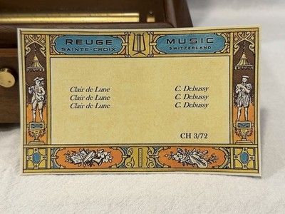Excellent Vintage REUGE 3/72 Swiss Music Box ~Clair de Lune~ FULL