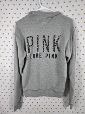 Victorias Secret Pink Quarter Zip Leopard Cheetah Sweater Shirt Logo XS