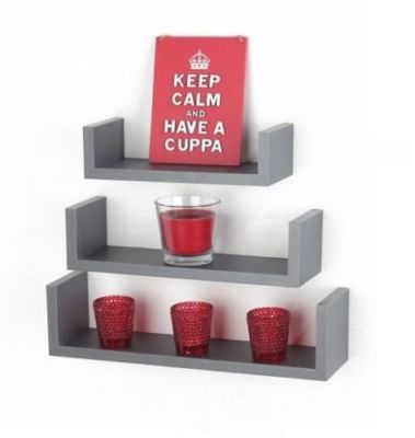 3er Set U Form Schweberegal Wandmontage Lagerraum Vitrine Regal 