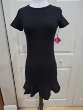 Forever 21 Party Collection Basic Black Bodycon Dress Flare Bottom M NWT