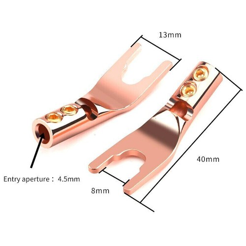 4pcs Copper Gold Rhodium Plated Spade Terminal HiFi Speaker Cable Connector - Picture 2 of 16