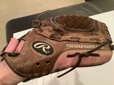 Rawlings Youth Girls Fast Pitch Softball Glove FP115PC Leather 11.5 Brown Pink