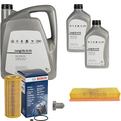 BOSCH Inspektionspaket 7 L VW Motoröl 0W-30 Longlife III FE für Caddy II Kasten - Bild 1 von 4