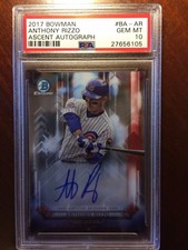 2017 Bowman Chrome ANTHONY RIZZO #BA-AR Ascent Auto 81/99 PSA 10 GEM MINT