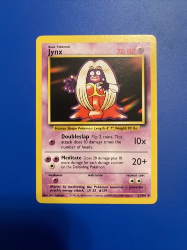 Jynx Pokémon Card – Uncommon Rare – Base Set 31/102 – Collectible TCG/CCG Game Card
