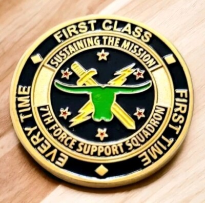 Air Force 7th Force Support Squadron First Class Challenge Coin Vintage 