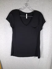 Active USA Tshirt Women Small Basic Minimalist Black Work Shirt Soft Lightweight