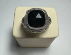 Vintage Sarda Bali Sterling silver black stone ring Two Sizes Choose 11 or 11.75