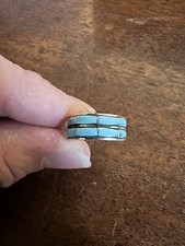 Native American Womens Navajo Turquoise Ring 2 Row Size 6.5 Stunning Zuni A