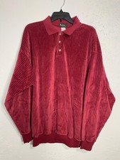 VTG Bert Pulitzer Mens Velour Velvet Long Sleeve Polo Shirt Size XL USA MADE EUC
