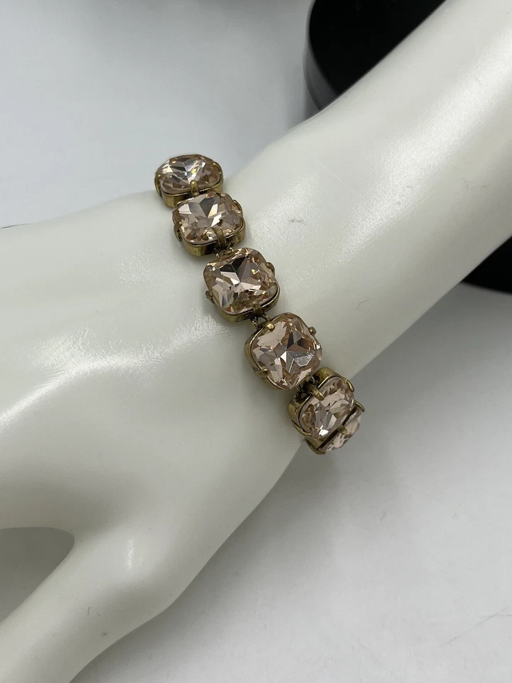 J. Brazalete Tenis Crew Latón y Bonito Estrás Melocotón Dorado Gone Foto 2 de 4