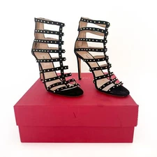 Valentino Garavani Studded Caged Sandals EU 39.5 US 9.5 Black High Heel Rockstud