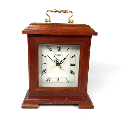 Vintage Seiko Wooden Mantel Clock QXG337BLH Quarts Movement