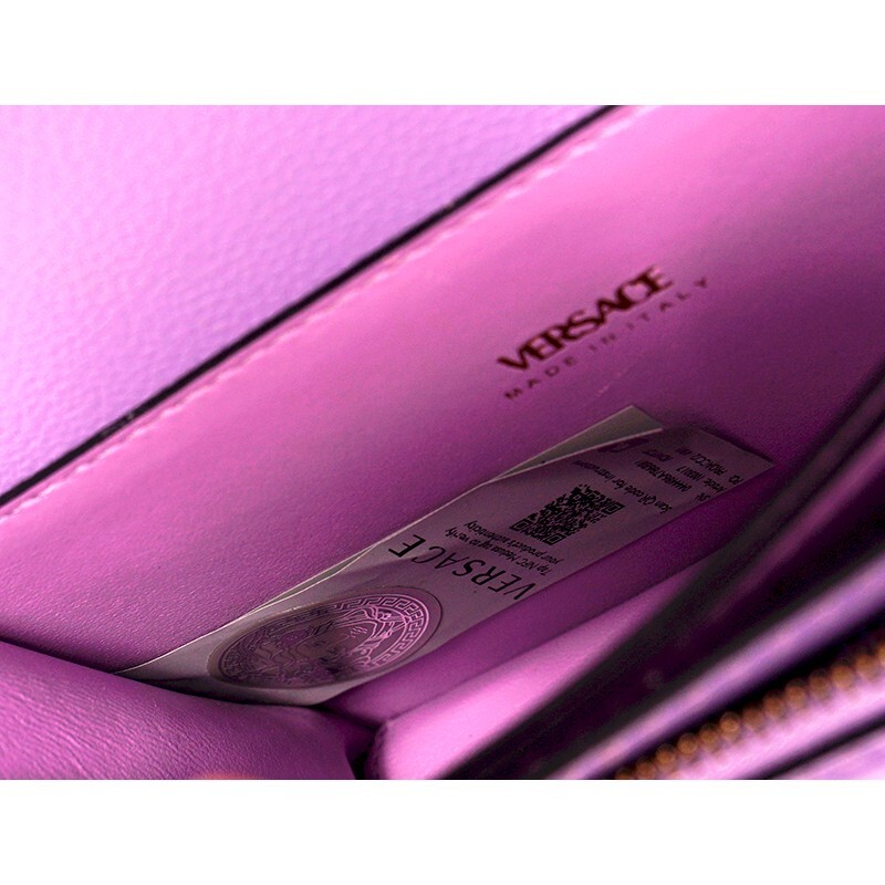 NEW $1550 VERSACE Lilac Purple Leather LA MEDUSA LOGO