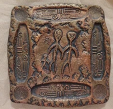 The Sacred Family Maui Ceramic Relief Tile Trivet Primative  Manger Scene Signed