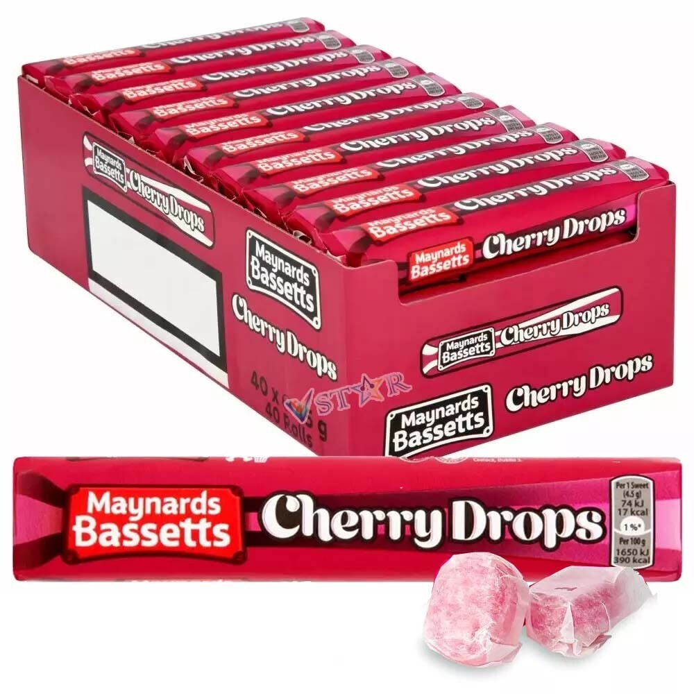 Maynards Bassetts Cherry Drops Sweets Roll 45g Kids Treat | eBay