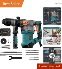 Rotary Hammer Drill 13Amp 1-1/4 Inch SDS-Plus 4 Functions Variable Speed Heav...