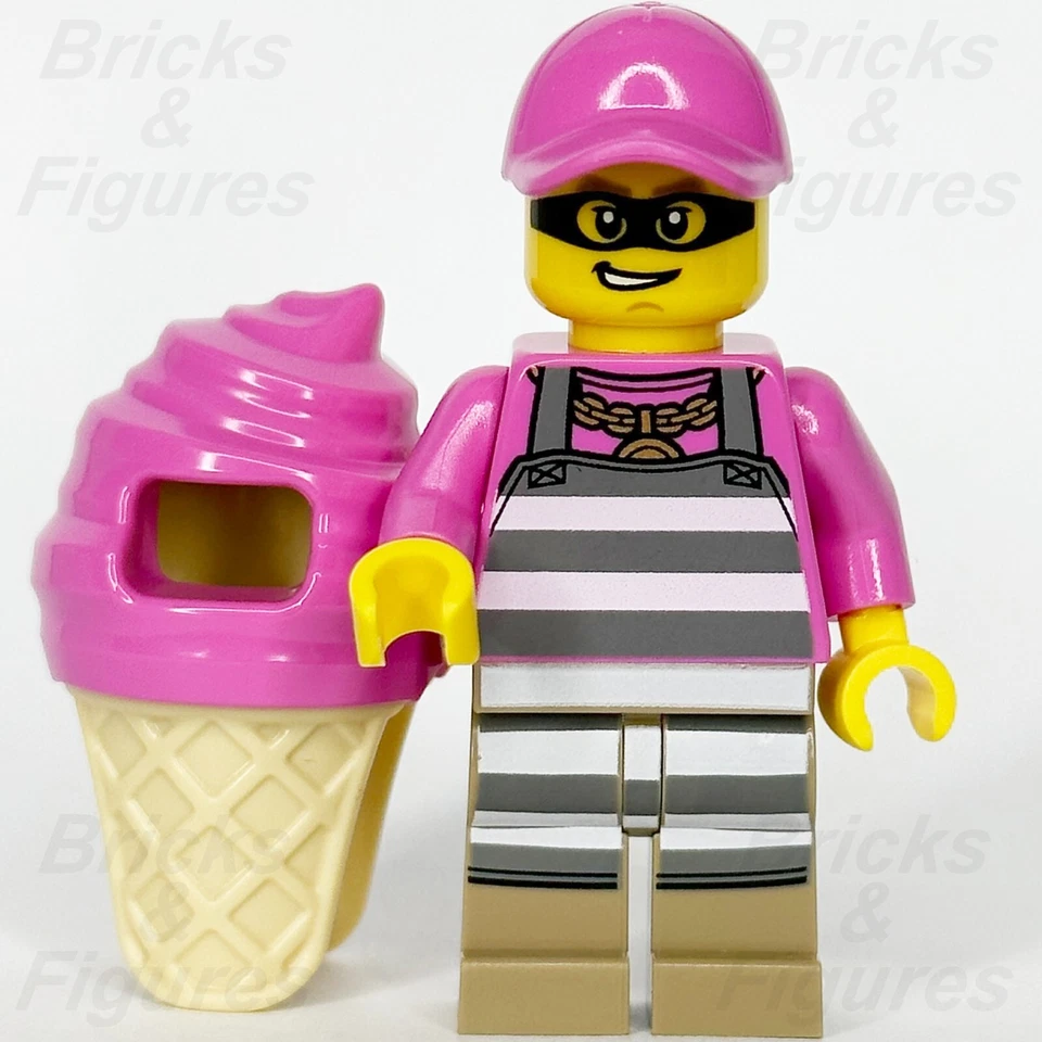 LEGO® City Police Crook Cream Minifigure w/ Pink Ice Cream Outfit 60314 cty1385 - Image 2 of 4
