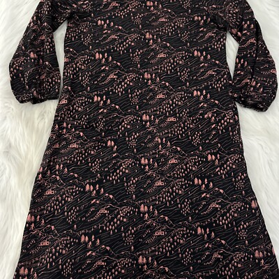 Mata Traders Womens XS Black Pink Skit Print Dress Front Pockets EUC