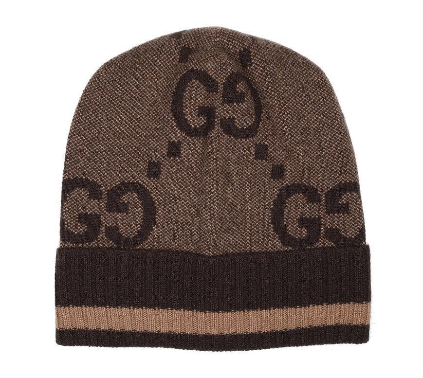 НОВАЯ ШАПКА-БИНИ GUCCI РОСКОШНАЯ КОРИЧНЕВАЯ ИЗ 100 КАШЕМИРА С ЛОГОТИПОМ GG M 83490₽