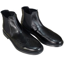 Scarpe Francesine Stivaletto in Vera Pelle Nero uomo  Made In Italy Nuovo 998