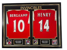 Framed DENNIS BERGKAMP and THIERRY HENRY Signed Shirts Autographed Jerseys