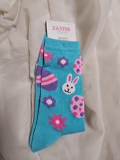NWT EASTER Women's Socks Multicolor Polyester Blend Easter Print.One Size 4-10