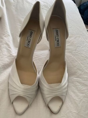 jimmy choo white satin heels