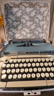 Vintage Smith-Corona Galaxie Deluxe Typewriter Blue Jewel Flower